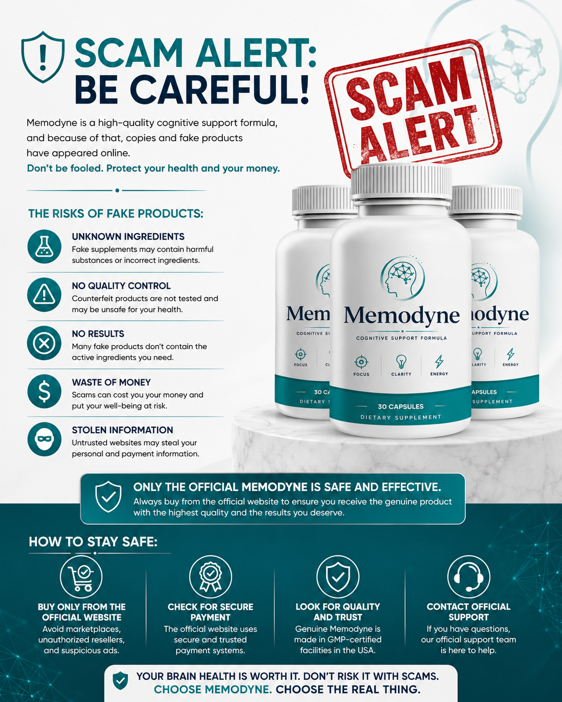 Memodyne scam alert warning